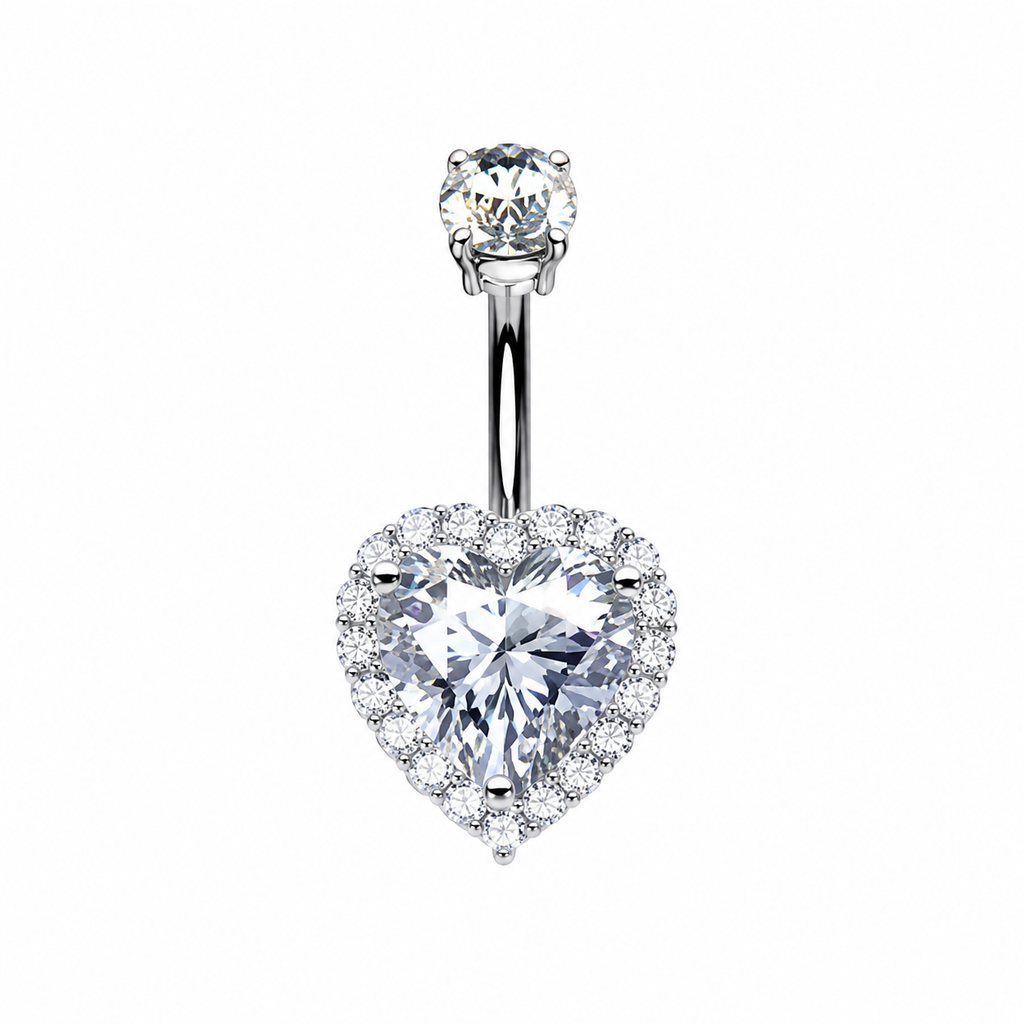Piercing Ombelico Cuore con Cristalli