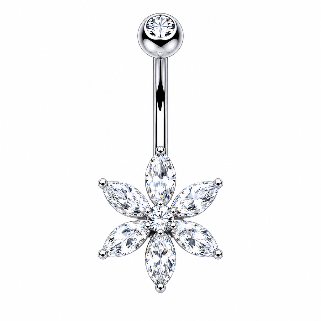 Piercing Ombelico Fiore di Cristallo