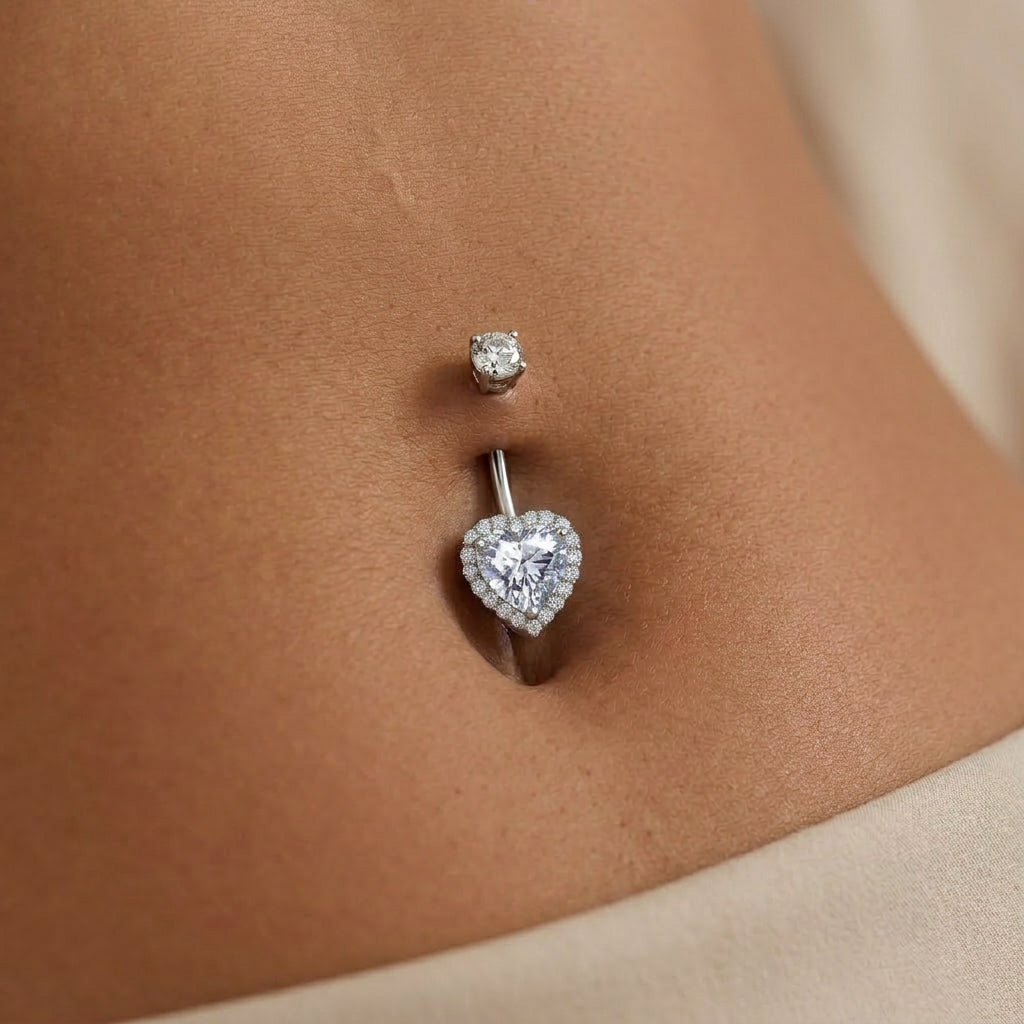 Piercing Ombelico Cuore con Cristalli