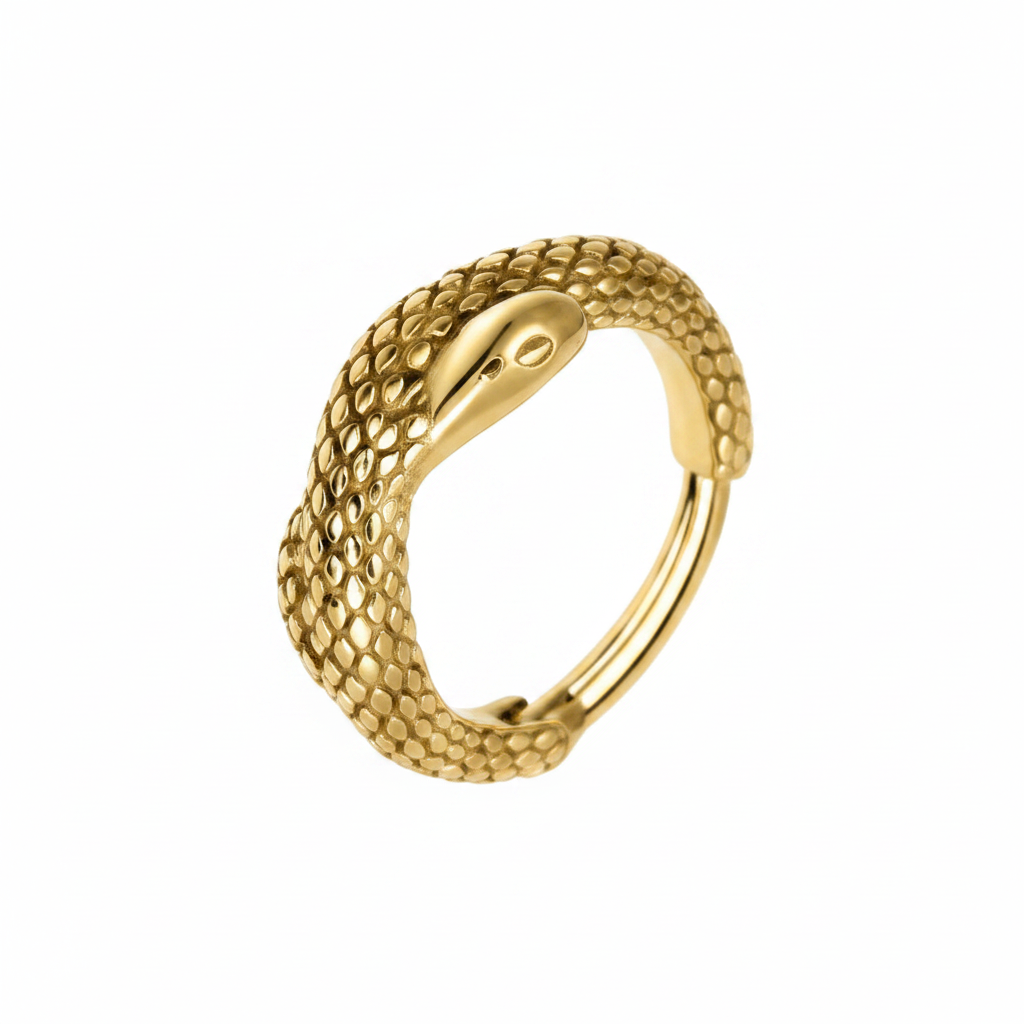 Anello serpente oro con scaglie in rilievo