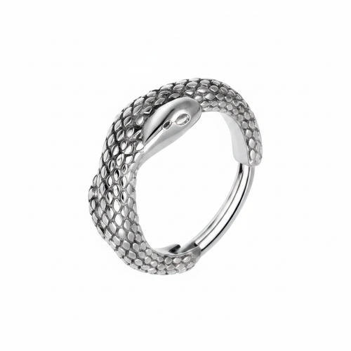 Anello serpente argento con scaglie in rilievo