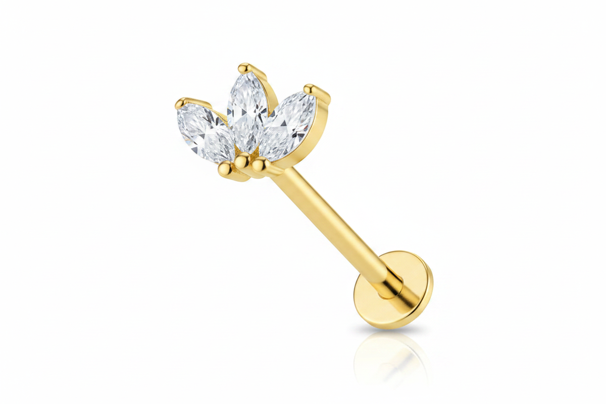 Piercing Labret Corona Cristalli - Oro